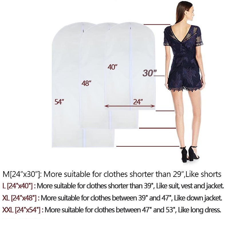 Bộ 6 Túi Khóa Kéo Đựng Quần Áo Màu Trắng Trong Suốt 24'' X40''