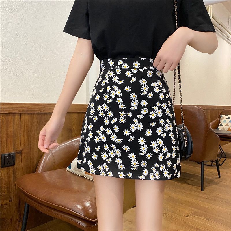 Chân Váy Ngắn Chữ a Lưng Cao In Họa Tiết Hoa Cúc Phong Cách Hàn Quốc Thời Trang Mùa Hè Xinh Xắn Cho Nữ