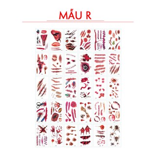 (Mã XTT) Xăm dán chủ đề Halloween hoá trang kinh dị giả vết thương máu me nhìn là mê