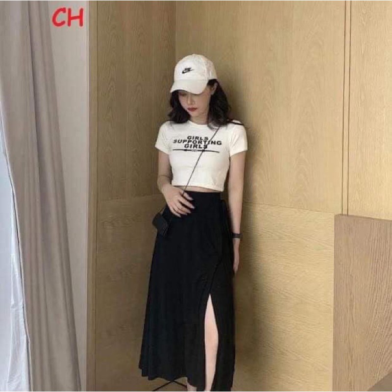 Sét váy girl chân váy xẻ COB433