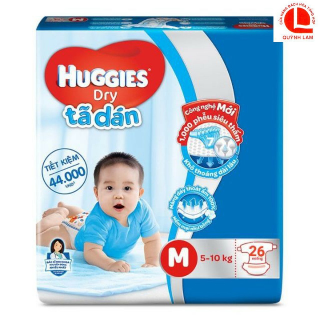 Tã dán Huggies Size M26, M48, M76