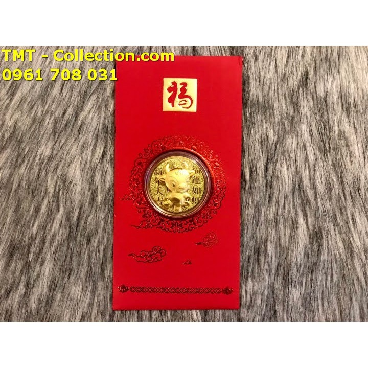Bao lì xì mạ vàng Con Trâu Vip (mẫu ngẫu nhiên) chất liệu Giấy bìa, hộp nhựa, màu đỏ - SP005084