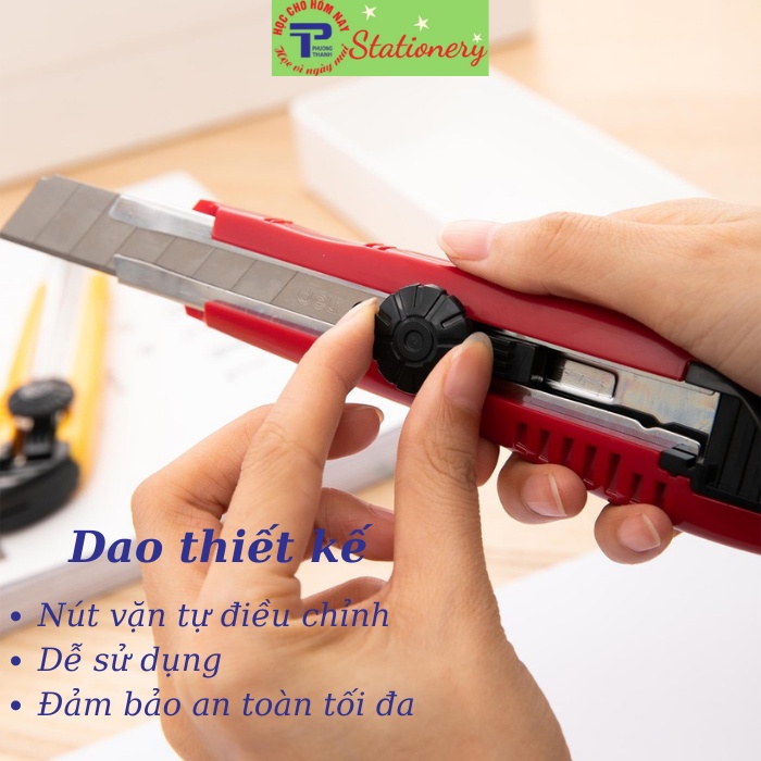 Dao rọc giấy Deli cỡ đại màu vàng, đỏ - 1 cái E2043