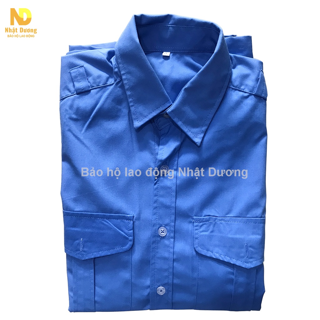 Áo bảo vệ dài tay màu xanh vải kate BV02 - Full Size
