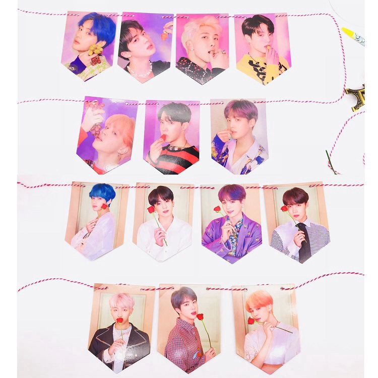 Áp phích treo tường trang trí hình nhóm nhạc BTS Bangtan kèm dây tiện lợi