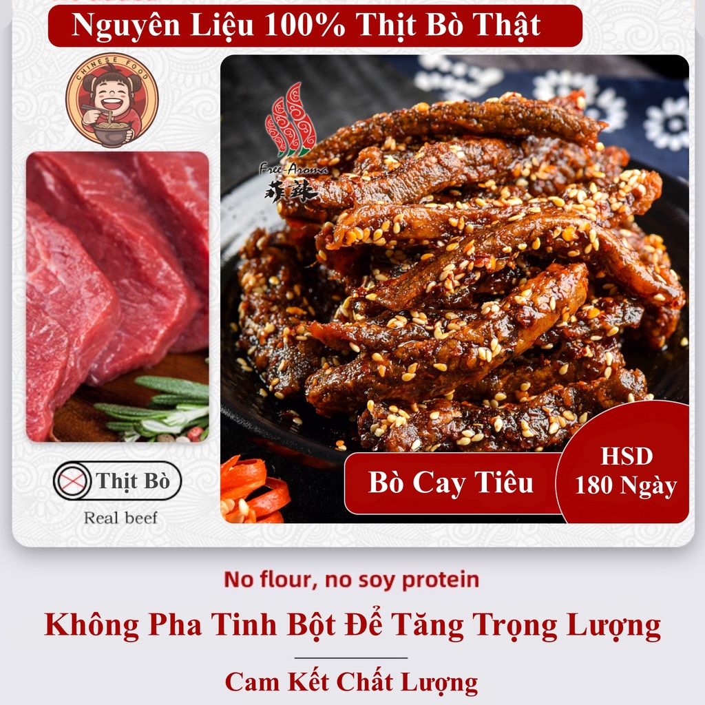 Khô Bò Cay Đồ Ăn Vặt Ngon Món Ăn Nhẹ FREE AROMA | BigBuy360 - bigbuy360.vn