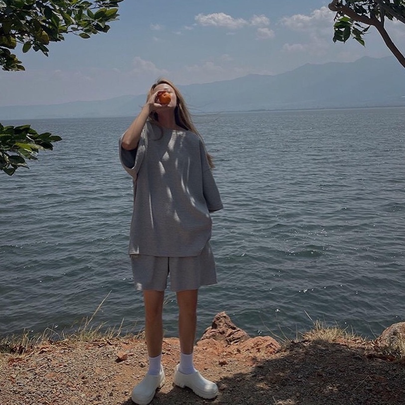 Bộ quần áo thun cộc tay ulzzang tổ ong 🦋 Set Áo Phông Quần Đùi Dáng Rộng 3 Màu 🦋