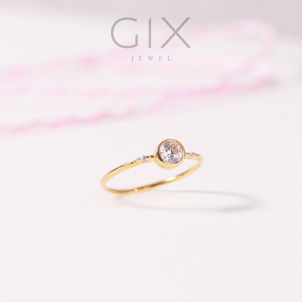 [Mã SGBAU100 giảm đến 100K đơn 499K] Nhẫn bạc trắng cao cấp mạ vàng nữ đẹp Gix Jewel SPGN23
