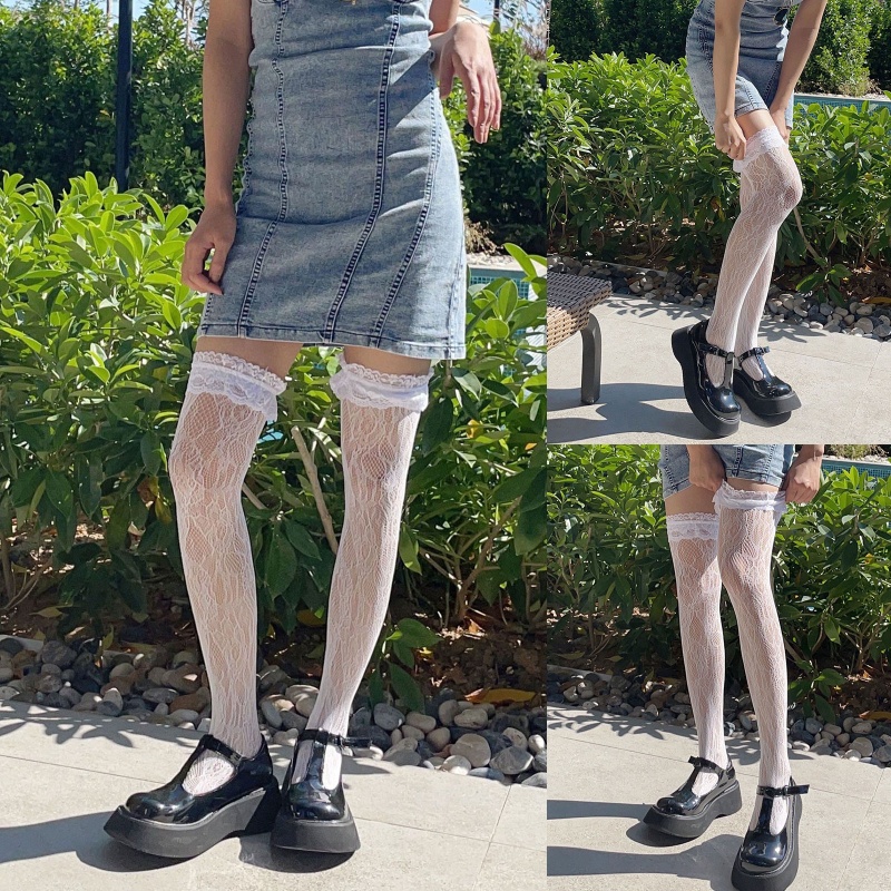 Tất Dài Qua Gối Phối Ren Phong Cách Lolita Nhật Bản Dễ Thương Cho Nữ