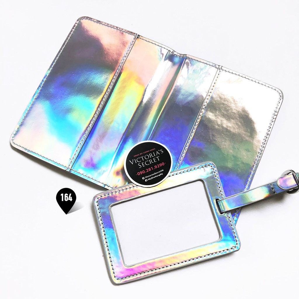 Bộ Ví đựng Passport và thẻ đeo Vali màu xà cừ (Cover Passport - Tag) hàng chính hãng từ Victorias Secret USA
