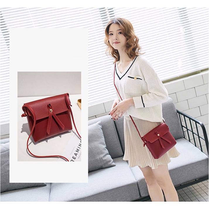 Túi đeo chéo nữ KOLANO túi đeo chéo thời trang Hàn Quốc nữ phong cách nơ nhẹ nhàng 001088
