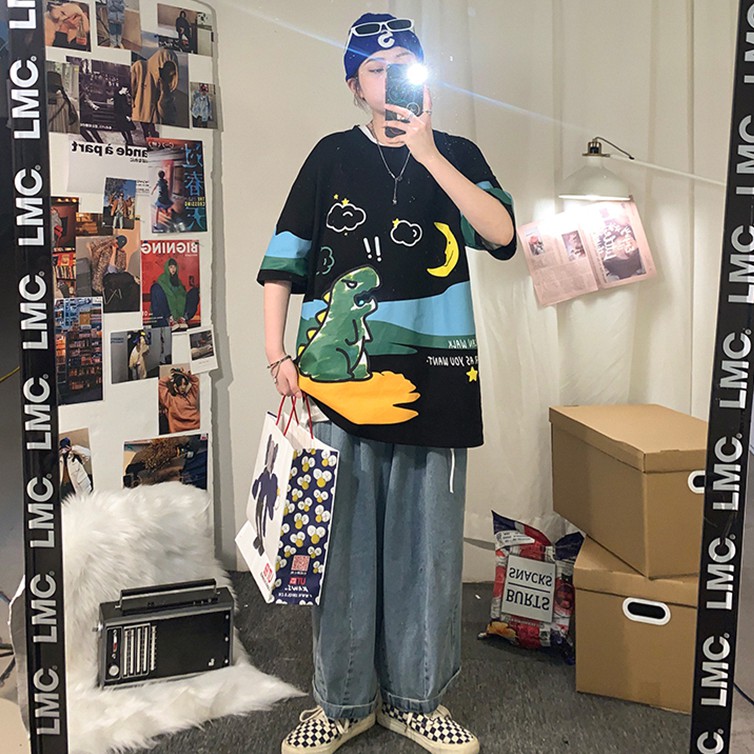 Áo thun tay ngắn in hình trẻ trung phong cách hàn quốc cho cặp đôi