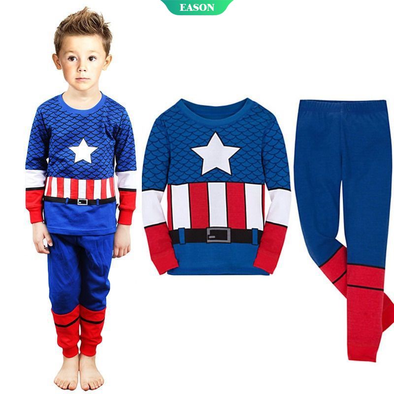 Bộ Đồ Ngủ Dài Tay Cổ Tròn Chất Liệu Cotton In Họa Tiết SpongeBob / Batman Dành Cho Trẻ Em