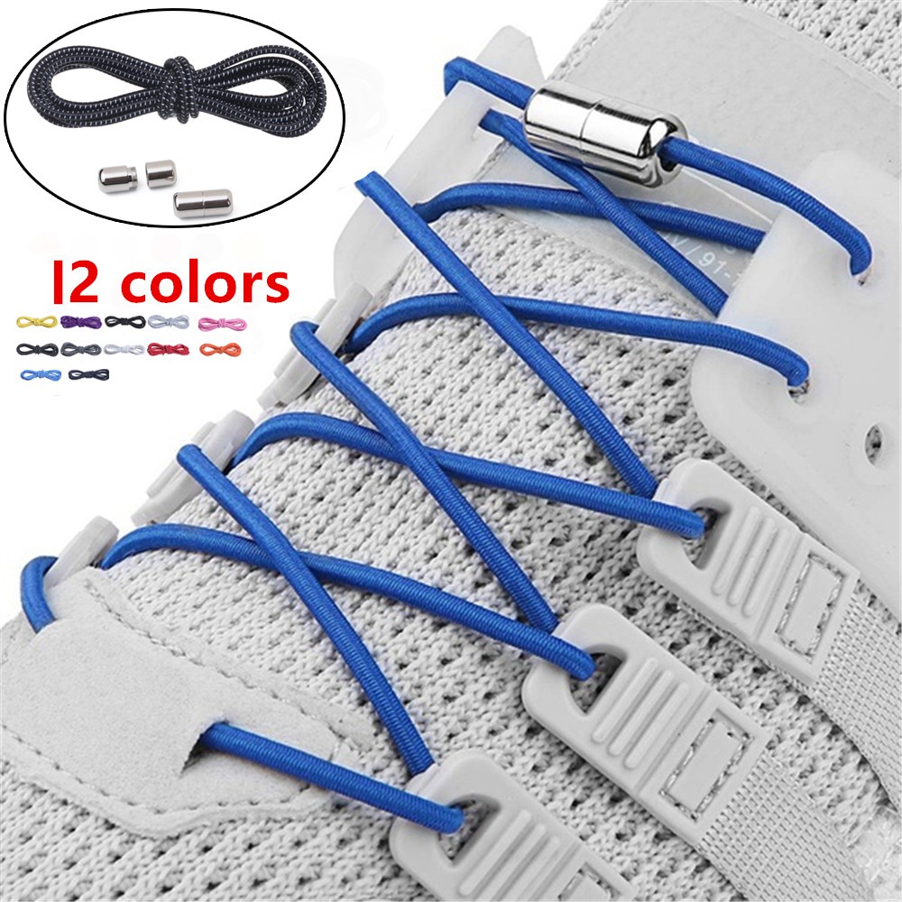 Dây Giày Thể Thao Co Giãn Không Cần Buộc Nhanh 12 Màu Thời Trang Cho Người Lớn Và Trẻ Em