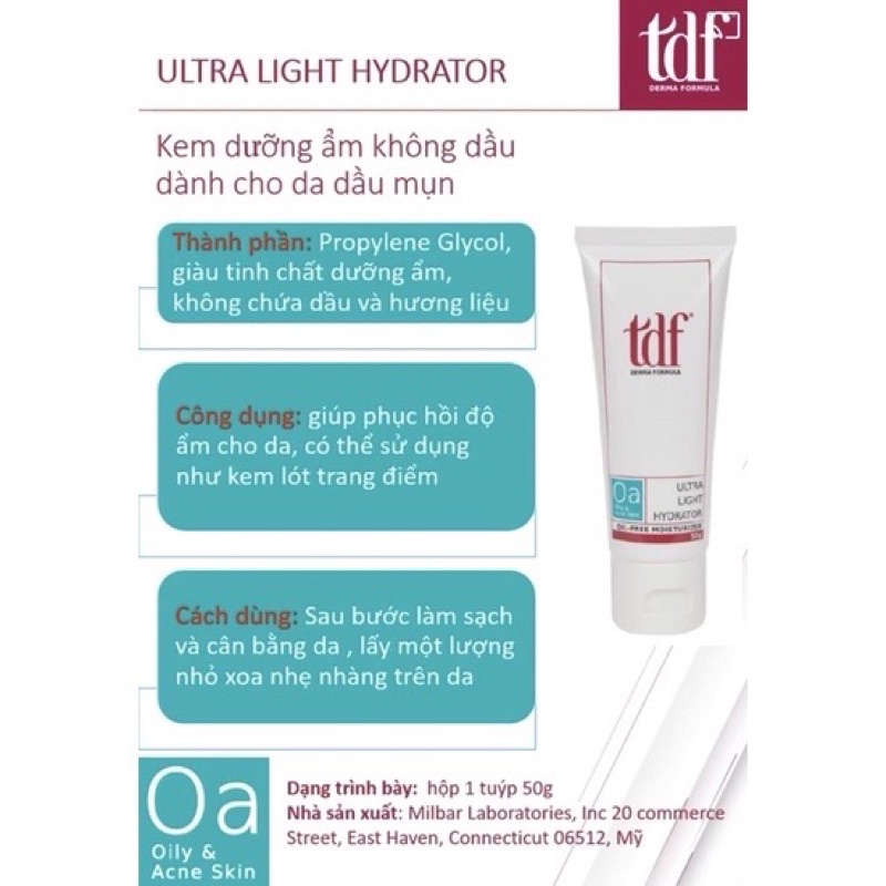 TDF Kem dưỡng ẩm dành cho da dầu mụn TDF Ultra Light Hydrator 50g