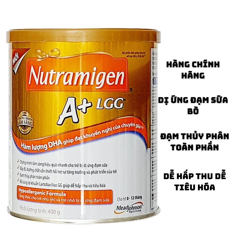 Sữa bột Mead johnson Nutramigen A+ LGG  hộp 400g công thức cho trẻ bị dị ứng đạm sữa bò