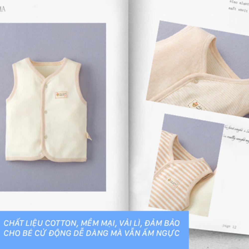 Áo gile cho bé sơ sinh 2 lớp giữ ấm cơ thể cho bé chất liệu Cotton