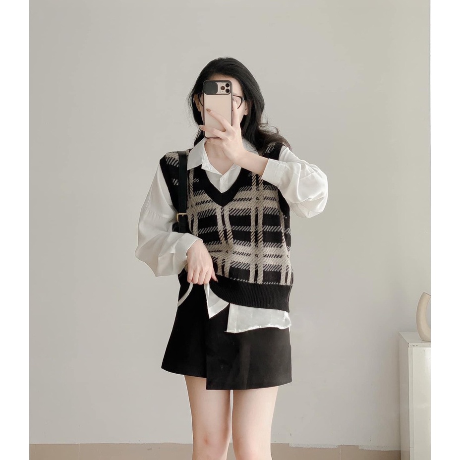 Áo len gile nữ hàn quốc from rộng họa tiết thổ cẩm phong cách Ulzzang xinh xắn Quảng châu LOẠI 1 siêu đẹp AL08 | BigBuy360 - bigbuy360.vn