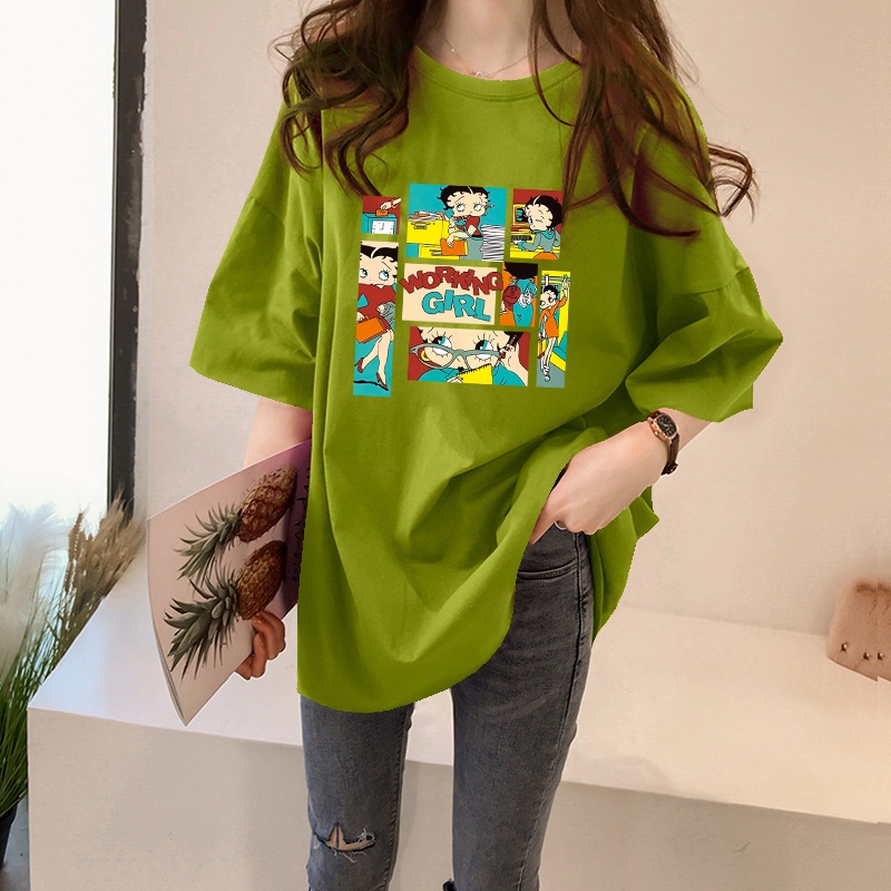 Áo thun NRVP tay ngắn cổ tròn dáng rộng thời trang Hàn Quốc cho nữ