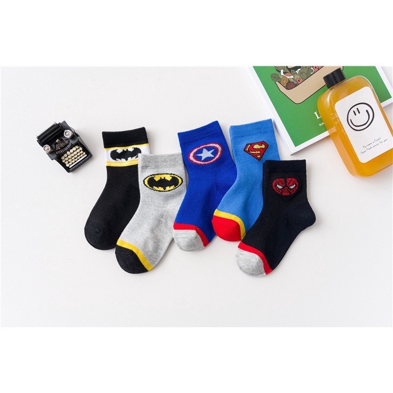 Tất trẻ em vớ bé trai in hình siêu nhân và trơn mẫu mới 2021