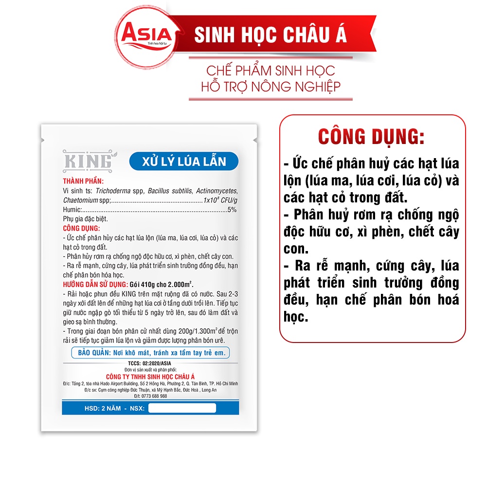KING Xử lý lúa lộn, lúa ma, lúa 2 tầng Chế phẩm sinh học ASIA 410g