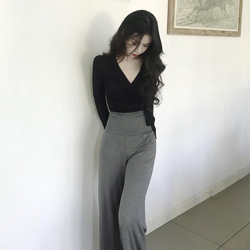 Áo Croptop Tay Dài Màu Trơn Thiết Kế Hợp Thời Trang