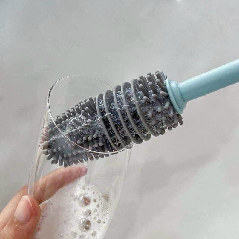 CỌ ly,Bàn chải silicon vệ sinh cốc tay cầm dài