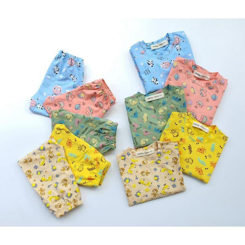 Salle!!!Bộ Dài Tay Cotton 100 % Minky Mom In Họa Tiết Động Vật Thú