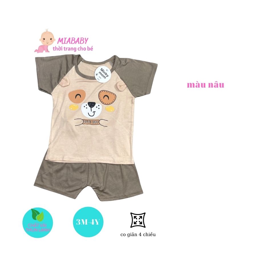 Bộ Cộc Tay Cho Bé In Hình CúnFREE SHIP Bộ Minky Mom Chất Thun Lạnh siêu thoáng mát