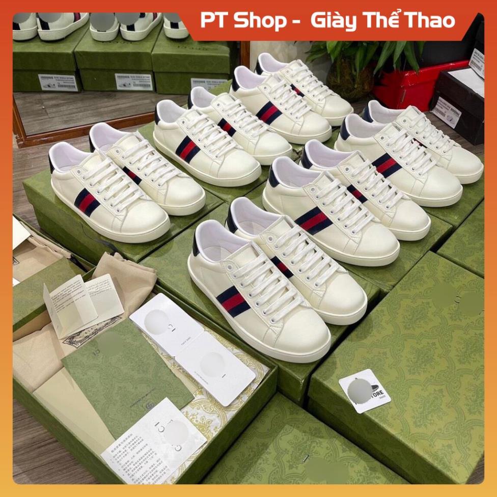 [FreeShip+ Hàng Cao Cấp] Giày Sneaker Gucc.i trắng trơn ba sọc tím đỏ, Giày Thể Thao Gucc.i Full phụ kiện Hót