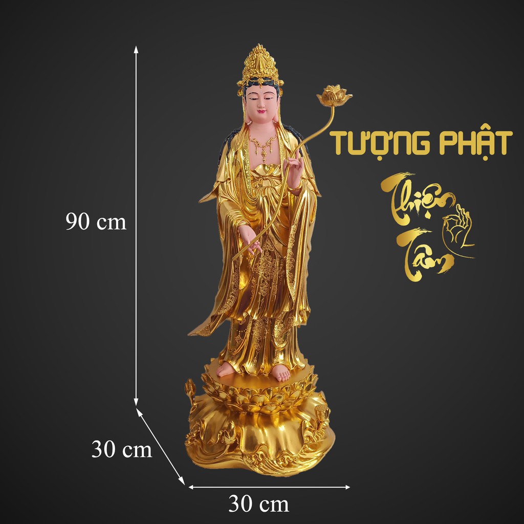 Tượng Đại Thế Chí Bồ Tát cao 90cm – Đứng – Giác Vàng (Mẫu Đài Loan) 010VD-DTC