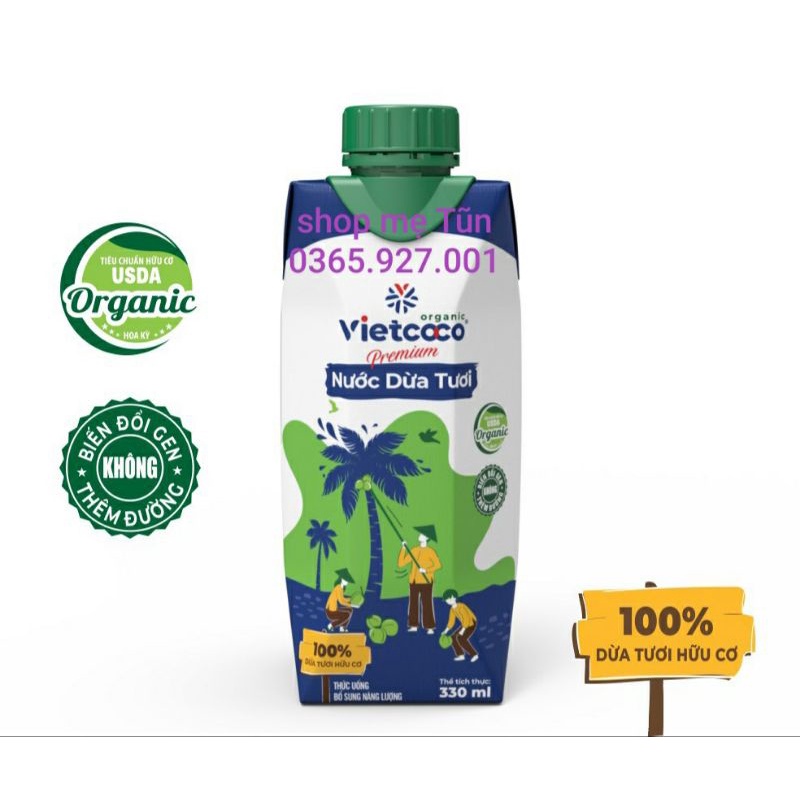 Nước dừa tươi organic vietcoco 330ml