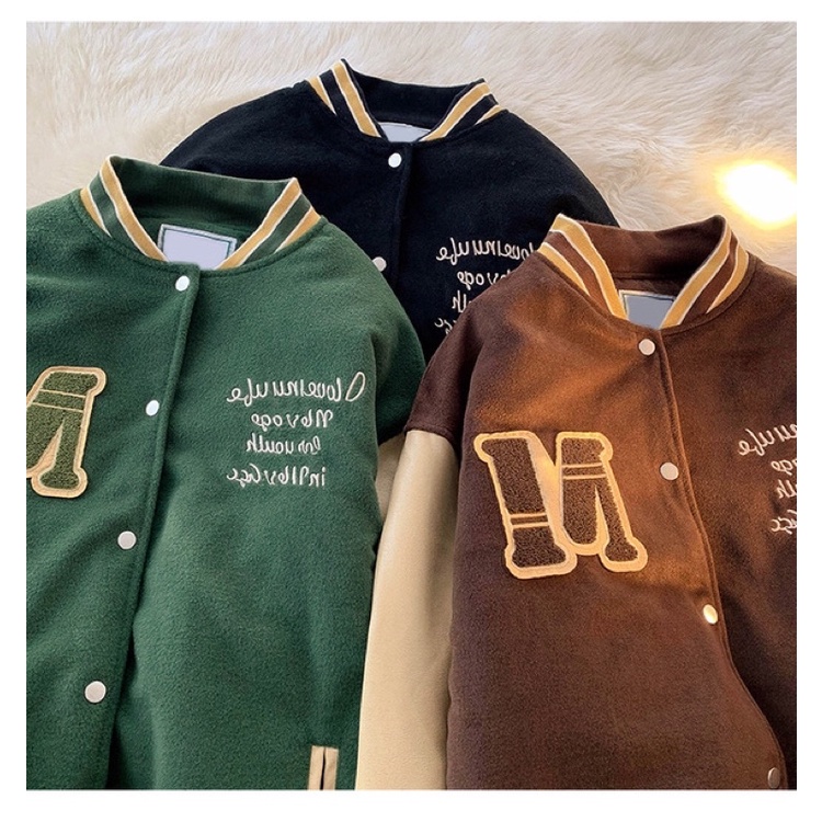 Áo bomber chữ M phối tay