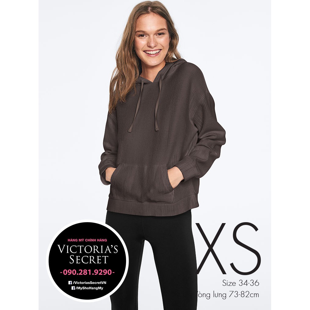 Áo khoác hoodie có nón, form lớn, khá rộng, xanh rêu cá tính - Victoria's Secret USA
