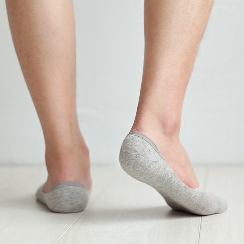 1 Đôi Vớ Thuyền Cotton Mỏng Mềm Mại Màu Trơn Thấm Hút Mồ Hôi Chống Trượt Thoải Mái Dành Cho Nam