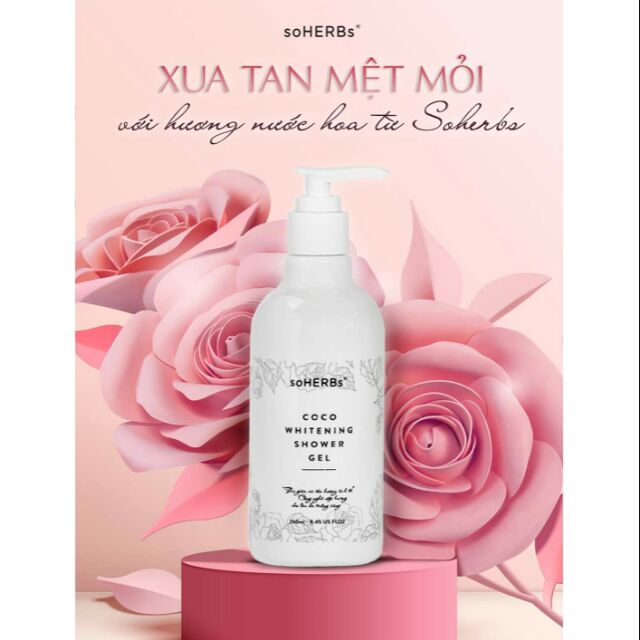 SỮA TẮM TRẮNG COCO WHITENING SHOWER G SOHERBS (250ML)