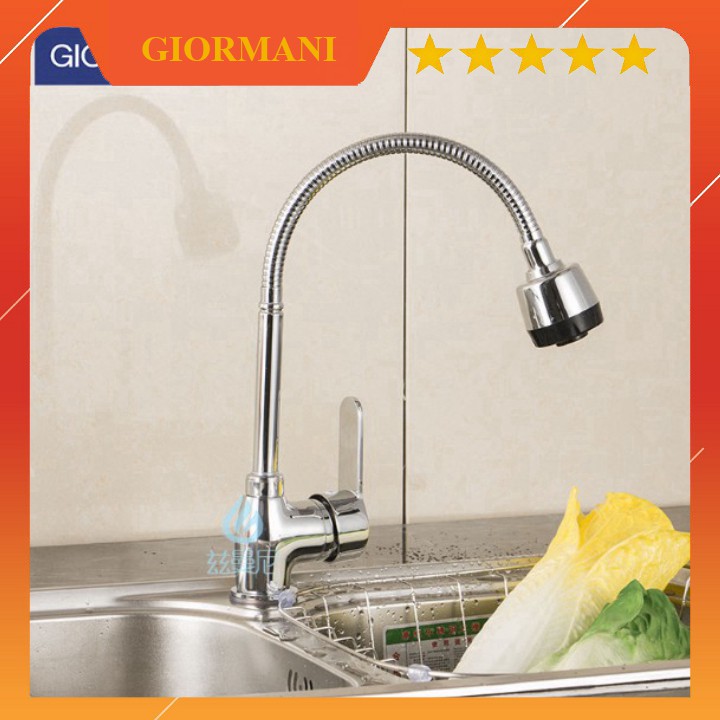 Vòi rửa bát nóng lạnh cao cấp Giormani 2 chế độ nước VRB 08 tặng đôi dây cấp inox