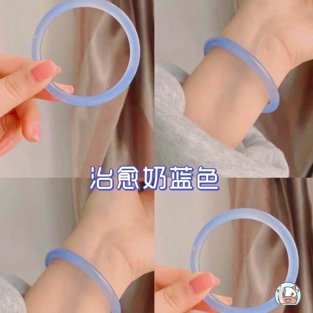 Vòng Tay Nữ Đính Đá Ngọc Bích Giả Màu Xanh Sữa Thời Trang