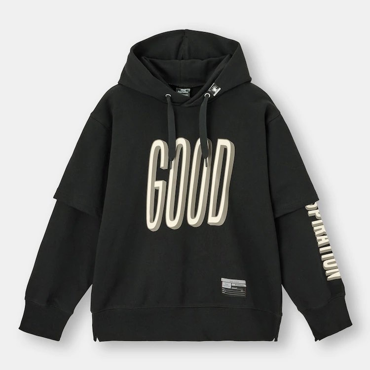 (GU Nhật chính hãng) Nam - Áo hoodie/ Áo nỉ dài tay có mũ chất dày dặn Good Inspiration