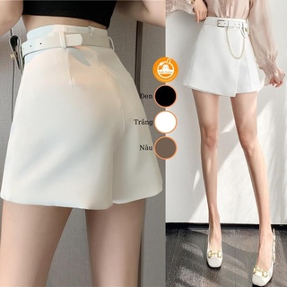 Quần giả chân váy THOYEUFASHION, Chân váy nữ cạp cao khóa sau Tặng thắt lưng đồng màu