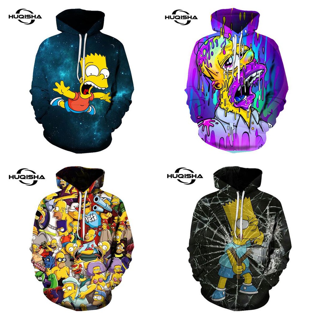 Áo khoác nam hoạt hình in 3D Hoodies Simpson Đồ họa Hoodie Áo thời trang Chất lượng cao Áo pull mùa thu Harajuku Áo khoác nam quần áo