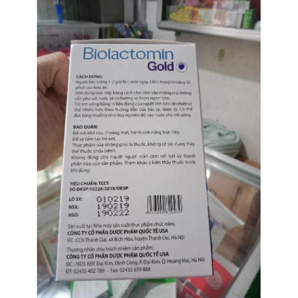 Biolactomin gold cho Bé hộp 30 gói