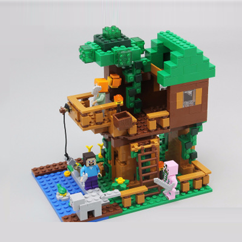 SLUBAN Đồ chơi lắp ghép ngôi nhà trên cây Minecraft dành cho trẻ em 