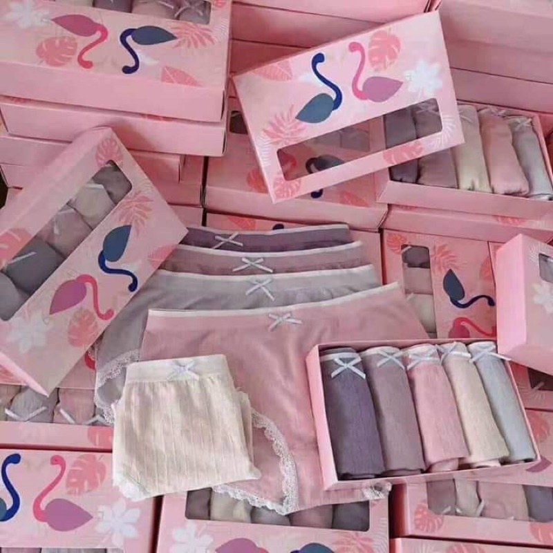 Quần lót nữ cotton gân tăm hoạ tiết viền ren sexy điệu đà QL375
