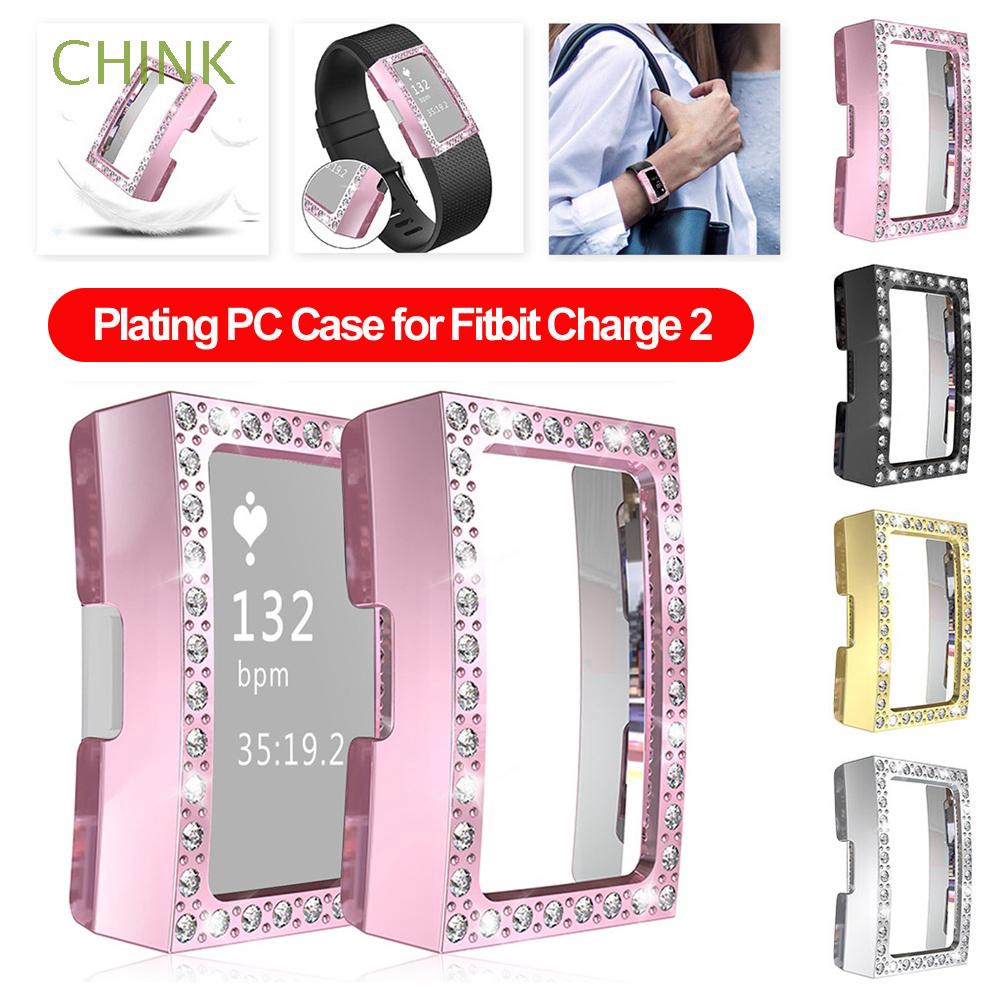 CHINK Luxury Crystal Diamonds Plating Hard PC Case Watch Cover Bumper For Fitbit Charge 2