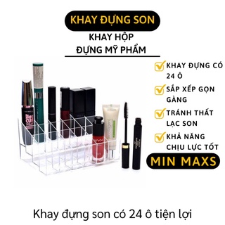 Khay Đựng Son - Kệ 24 Ô Đựng Son Trong Suốt Mica - Hộp Chứa Mỹ Phẩm Giữ Gọn Gàng   4053 [MINMAXS]