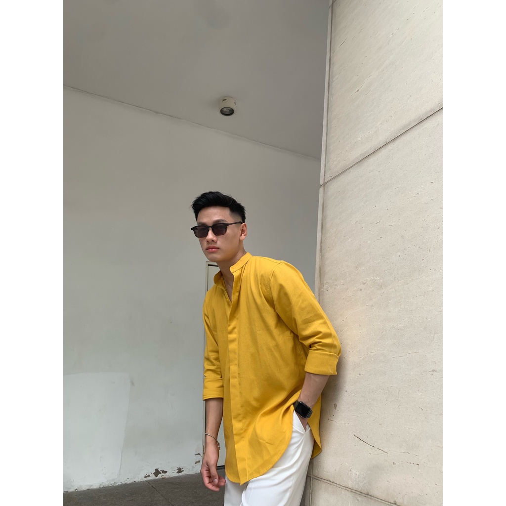 ÁO SƠ MI TAY DÀI LINEN CỔ TRỤ - LINEN SHIRT NHIỀU MÀU
