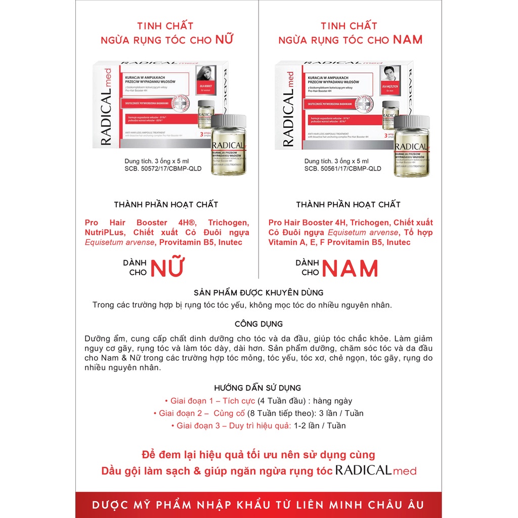 Tinh Chất Giúp Ngừa Rụng Tóc Nữ- Radical Med Anti Hair Loss Ampoule Treatment 3x5ml Farmona - Dr.Trang