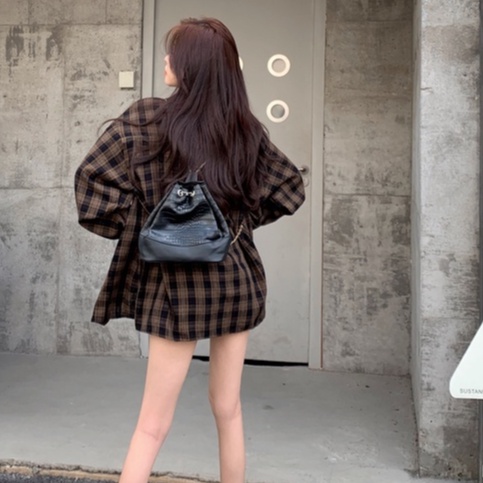 ZHELIHANGFEI Áo Sơ Mi Tay Dài Form Rộng Họa Tiết Sọc Theo Phong Cách Preppy Dễ Phối Đồ