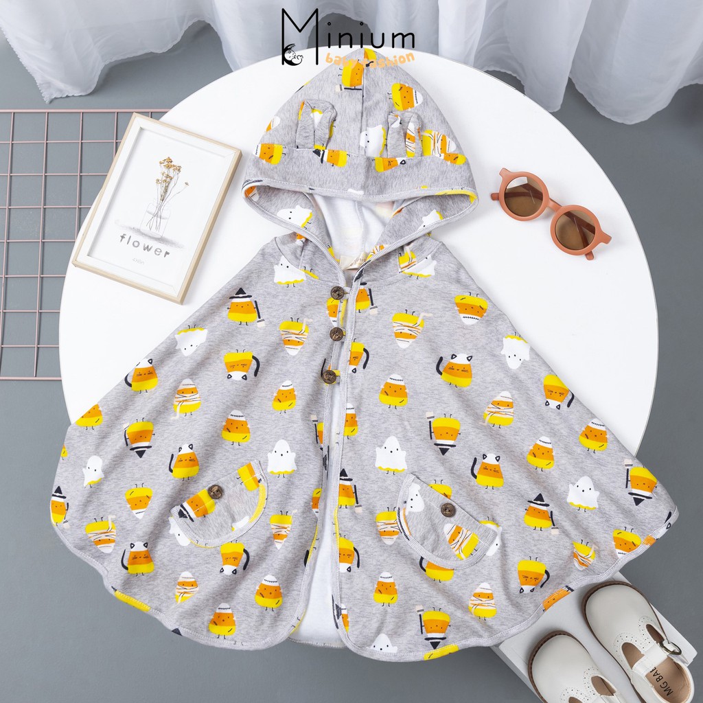 Áo choàng chống nắng cho trẻ em Minium, áo cánh dơi bé trai, gái chất cotton-CHUOT3MAU